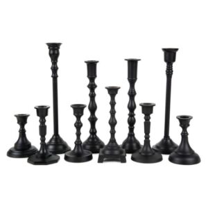 Black Tapered Candlestick Holders 10"