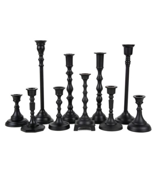 Black Tapered Candlestick Holders 6"