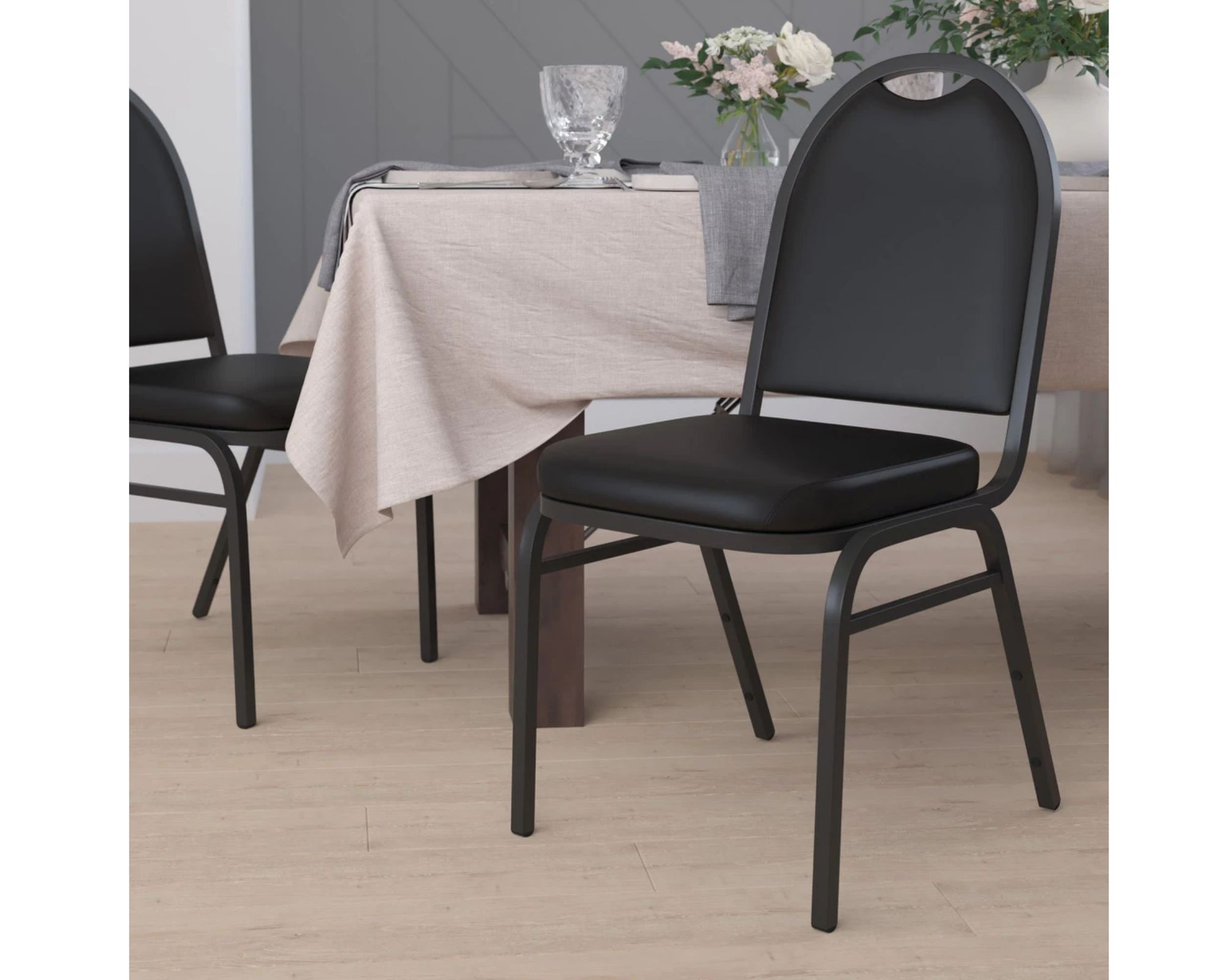 Black Leather Banquet Chairs (C)