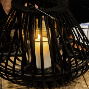 Black Rattan Lantern 10"